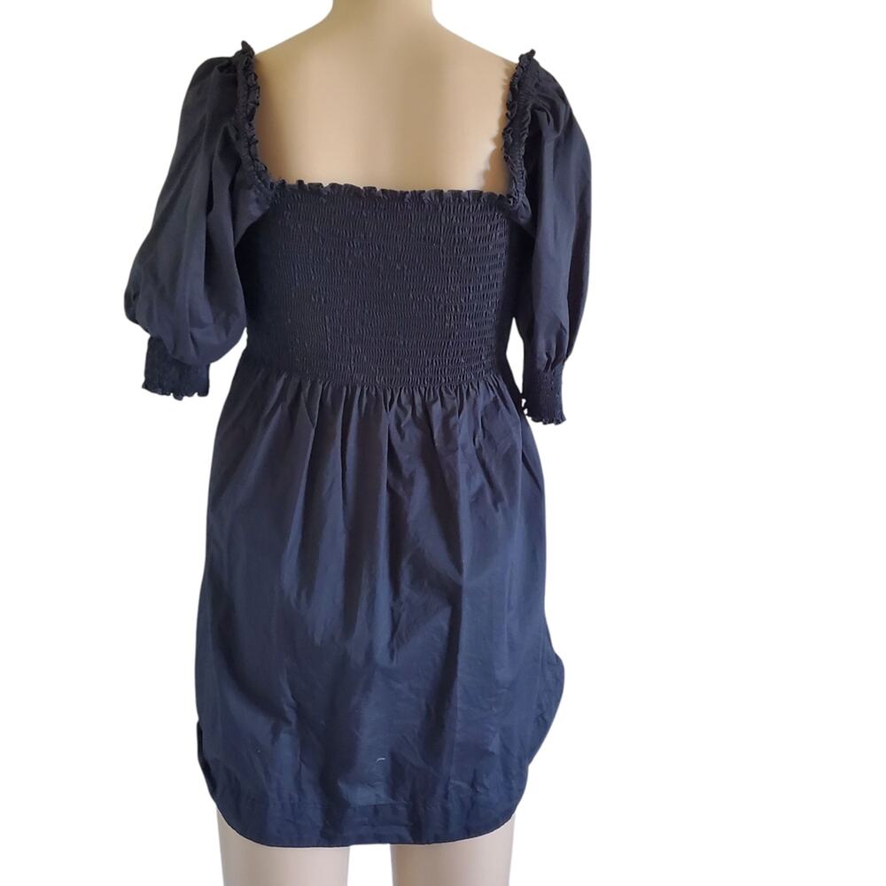 Hill House Home Black Mini 3/4 Sleeve Smocked Sleep Dress (XS) - Picture 5 of 5